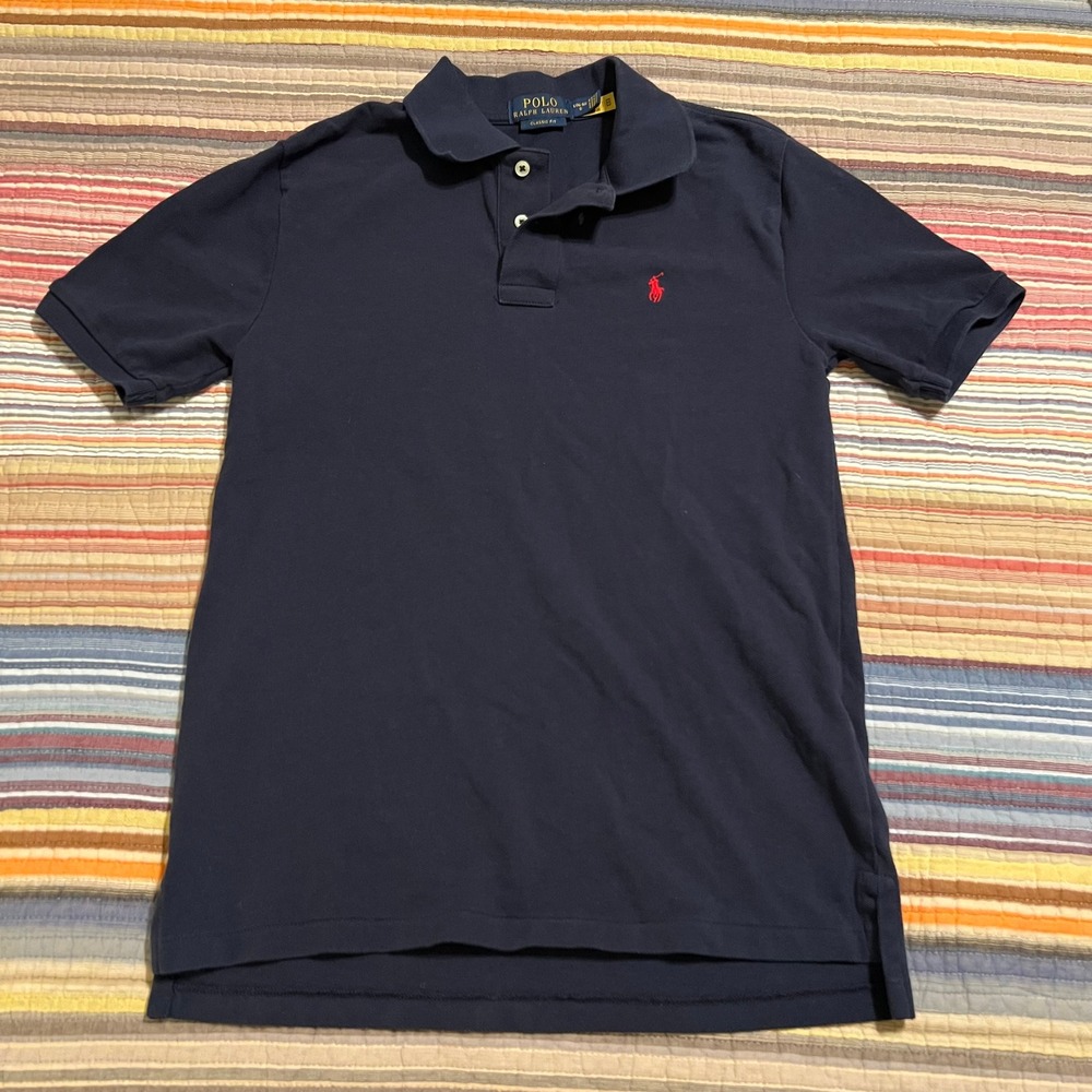 Polo Ralph Lauren Kids Navy Blue Classic Fit Short Sleeve Polo Shirt Size 14-16
